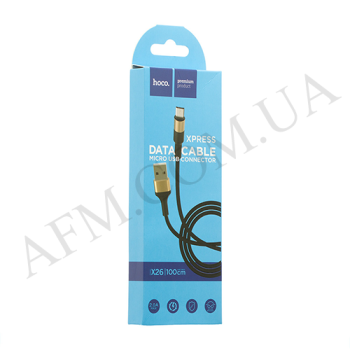 USB кабель Hoco X26 Xpress Charging Micro USB (1000mm) чёрно-золотий