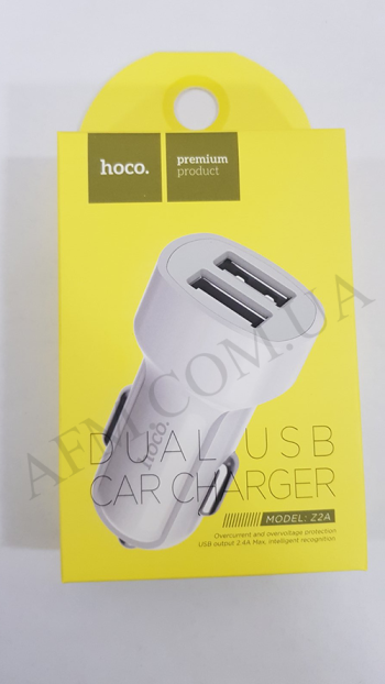 АЗП блок Hoco Z2A (2USB/ 2.4A) білий