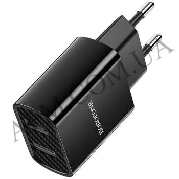 СЗУ блок Borofone BA53A (2USB/ 2.1A) + кабель Type-C чорний