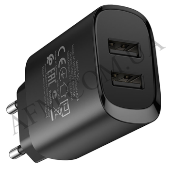 СЗУ блок Borofone BN2 (2USB/ 2.1A) + кабель Micro USB чорний