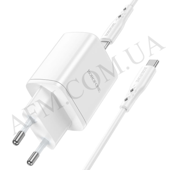 СЗУ блок Borofone BN9 PD35W (2 Type-C) + кабель Type-C - Type-C білий