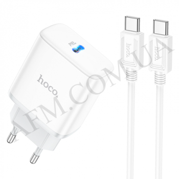 СЗУ блок Hoco C104A + кабель Type-C - Type-C PD20W білий