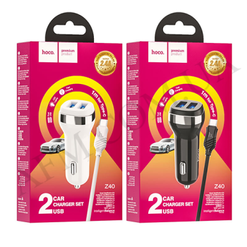 АЗП блок Hoco Z40 (2USB/ 2.4A) + кабель Micro USB чорний