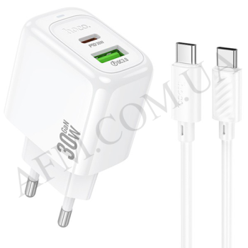 СЗУ блок Hoco CS55A PD30W+QC3.0 + кабель Type-C - Type-Cбелый