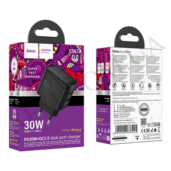 СЗУ блок Hoco CS61A PD30W+QC3.0 чорний