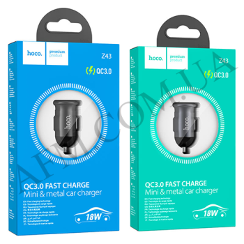 АЗУ блок Hoco Z43 QC3.0 (1USB/ 18W) тёмно-серый!