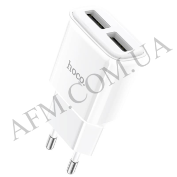 СЗУ блок Hoco C88A (2USB/ 2.4A) + кабель Micro USB білий