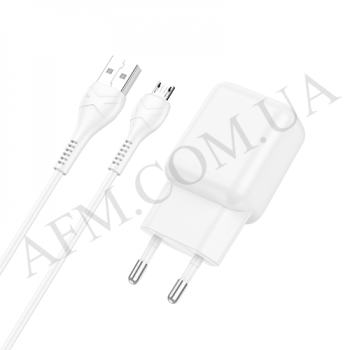СЗУ блок Hoco C96A (1USB/ 2.1A) + кабель Micro USB білий
