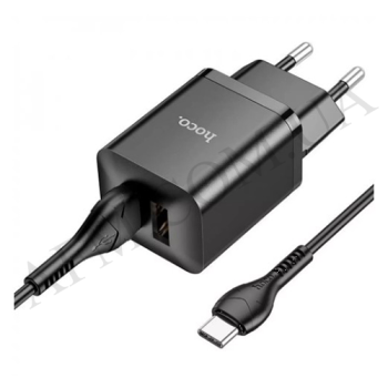 СЗУ блок Hoco N25 (2USB/ 2.1A) + кабель Type-C чорний