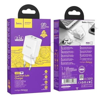 СЗУ блок Hoco N25 (2USB/ 2.1A) білий