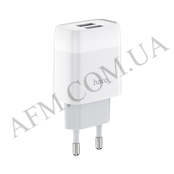 СЗУ блок Hoco C73A (2USB/ 2.4A) + кабель Micro USB білий