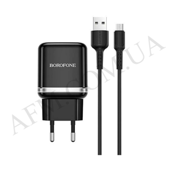 СЗУ блок Borofone BA36A QC3.0 (1USB/ 3A) + кабель Micro USB чорний