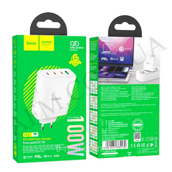 СЗУ блок Hoco N31 PD (3Type-C) 100W білий