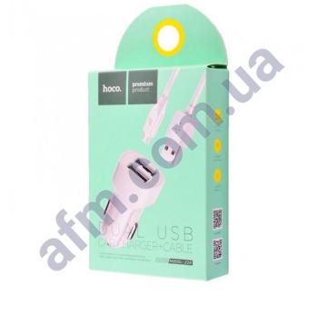 АЗП блок Hoco Z2A (2USB/ 2.4A) + кабель Micro USB білий