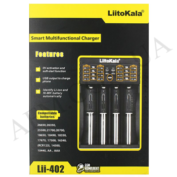 СЗУ LiitoKala Lii-402 для акумуляторів 18650/ AA/ AAA та других (4 слота)