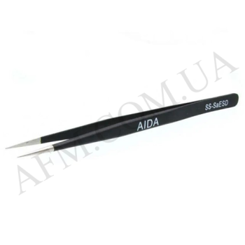 Пінцет прямий AIDA SS-Sa ESD чёрный, антистатичний покриття