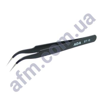 Пінцет вигнутий Aida 7-SA ESD (ST-15) чёрный,  антистатичний покриття