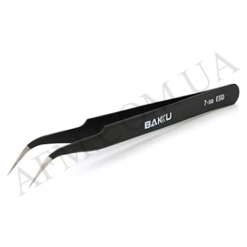 Пінцет вигнутий BAKU A8 7 SA ESD чёрный, антистатичний покриття