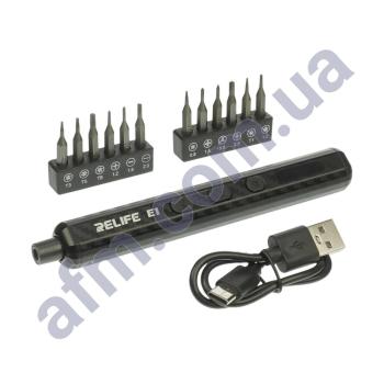 Акумуляторна викрутка Relife E1 Carbon з LED підсвічуванням та регулюванням крутящего момента