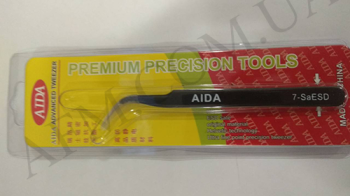 Пінцет вигнутий Aida 7-SA ESD (ST-15) чёрный, антистатичний покриття