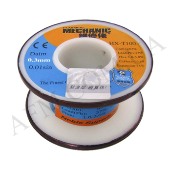 Припій дротяний Mechanic HX-T100 0, 3 мм, 55 гр, Sn 63% , Pb 37%