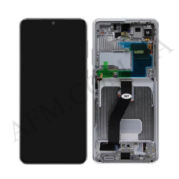 Дисплей Samsung сервисный G998 Galaxy S21 Ultra SILVER + рамка GH82-24925B