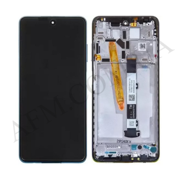 Дисплей Xiaomi Poco X3/ X3 NFC/ X3 Pro чорний + рамка синя