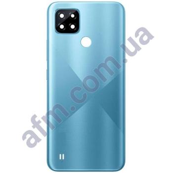 Задня кришка Realme C21 блакитна + Скло камери