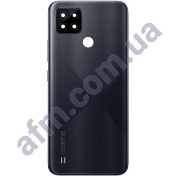 Задня кришка Realme C21 чорна + Скло камери