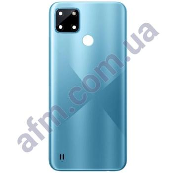 Задня кришка Realme C21Y блакитна + Скло камери