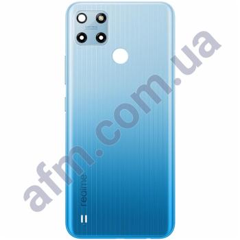 Задня кришка Realme C25Y блакитна + Скло камери