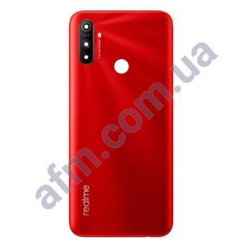 Задня кришка Realme C3 червона + Скло камери