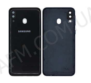 Задня кришка Samsung M205F Galaxy M20 2019 чорна Charcoal Black + Скло камери!
