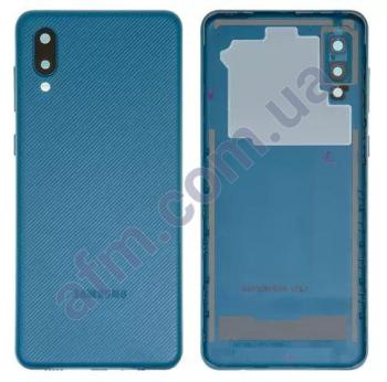 Задня кришка Samsung A022 Galaxy A02 синя Blue + Скло камери