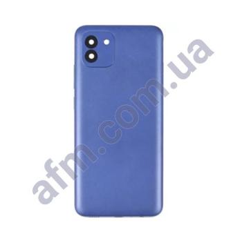 Задня кришка Samsung A035 Galaxy A03 синя + Скло камери!