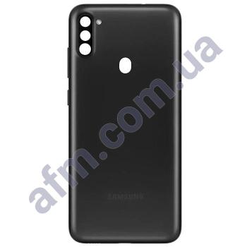 Задня кришка Samsung A115 Galaxy A11 чорна Black + Скло камери