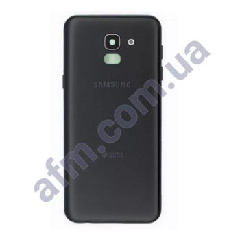Задня кришка Samsung J600 Galaxy J6 чорна Black + Скло камери