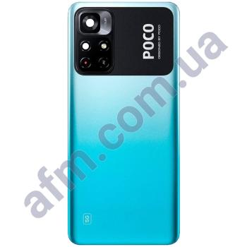Задня кришка Xiaomi Poco M4 Pro 5G блакитна Cool Blue + Скло камери